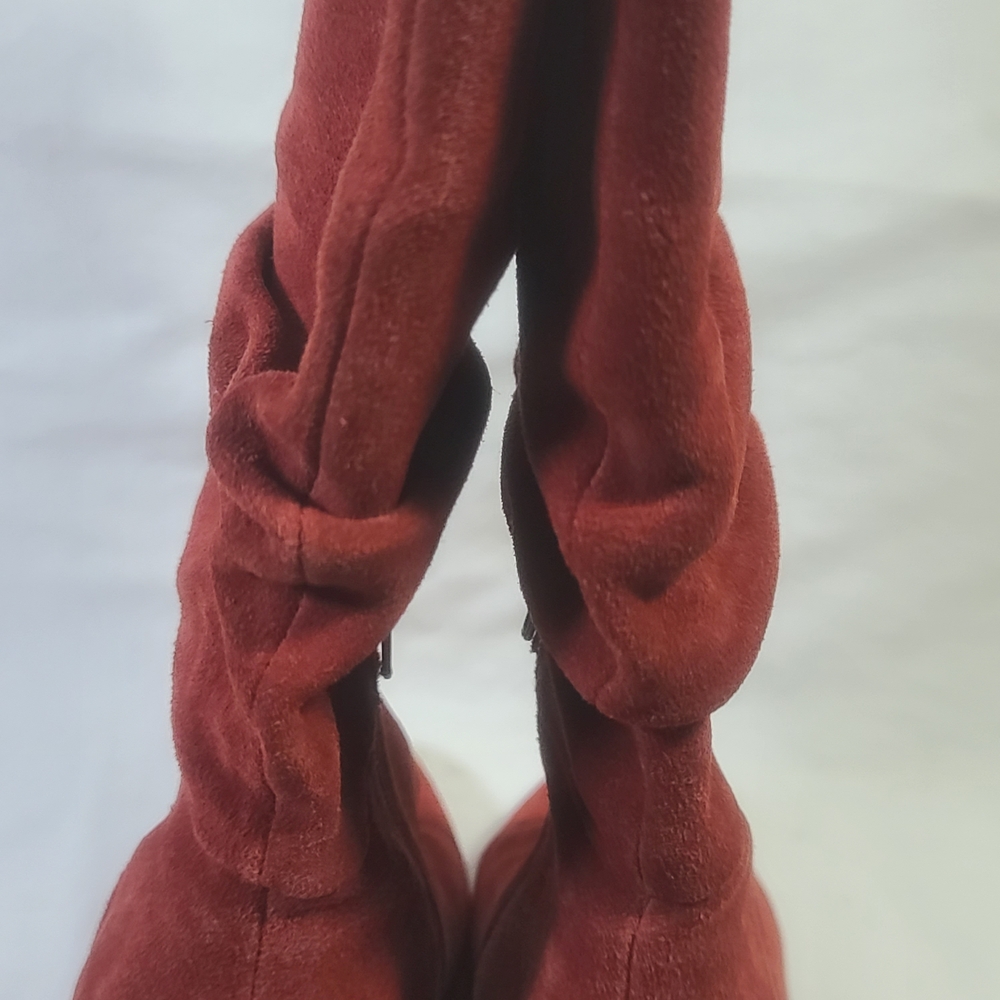 Andre Women’s Red Leather Suede Block Heel Boots Size 7.5 (38 Euro) - Picture 10 of 15